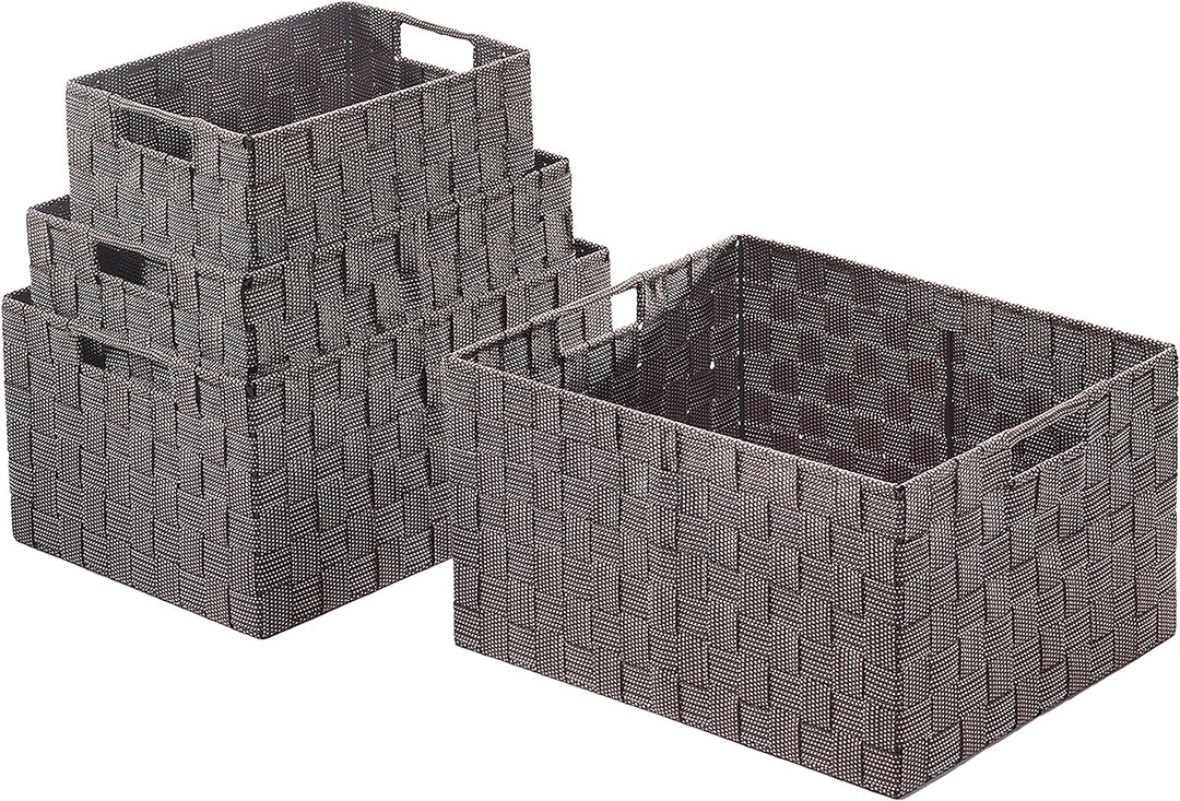 Kobolo Universelle Regalkörbe aus braunem Nylon im 4er Set