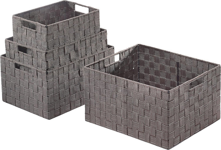 Kobolo Universelle Regalkörbe aus braunem Nylon im 4er Set