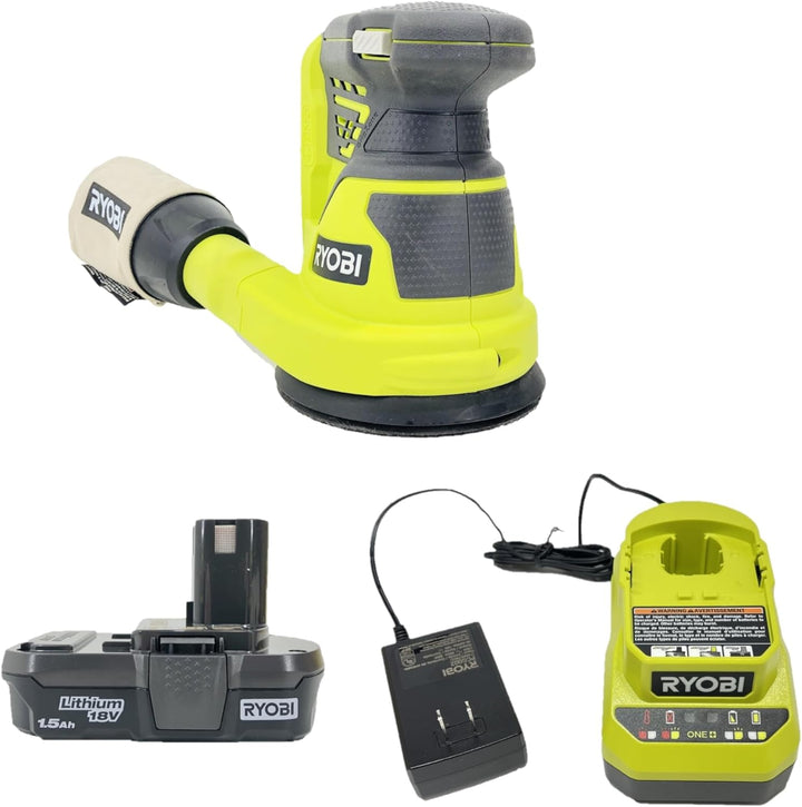 RYOBI Exzenterschleifer-Set mit Akku und Ladegerät (keine Einzelhandelsverpackung, Grosspackung, 18