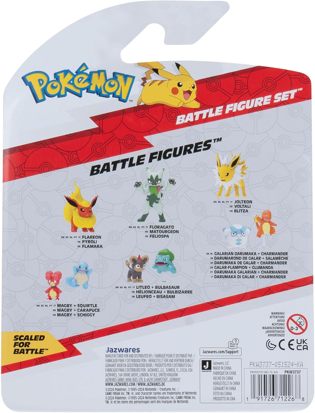 Pokémon PKW3737 - Battle Figure Set - Evoli, Gladiantri, Smettbo, offizielles Figuren Set