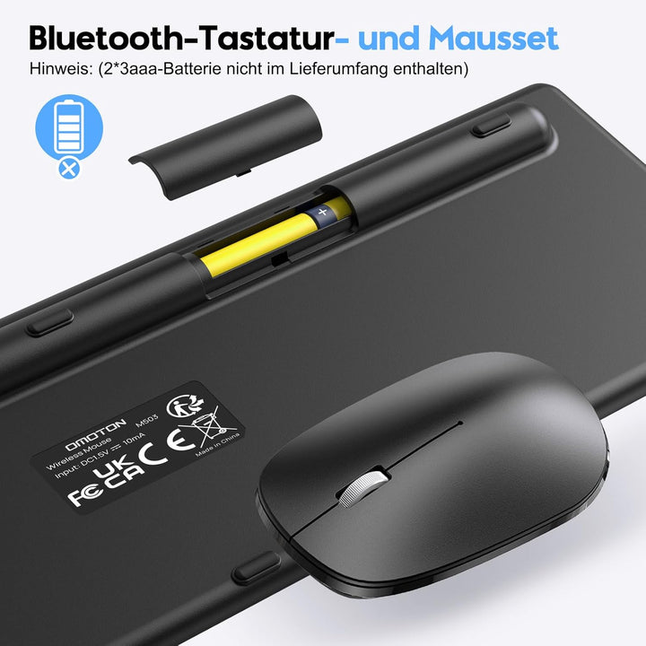Bluetooth-Mac-Tastatur und -Maus, OMOTON Kabellose Tastatur und Maus für Apple MacBook Pro/Air, iMac