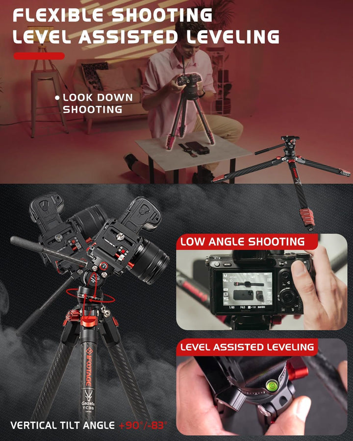 IFOOTAGE Gazelle TC3B+K3,55/140cm Kamera Stativ TC3B aus Kohlefaser mit K3 Mini Kugelkopf, Schnallen