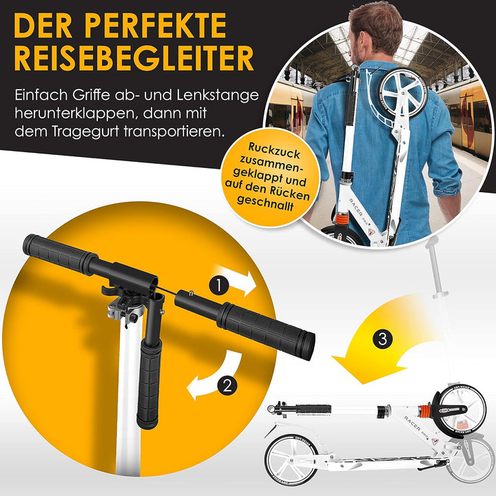KESSER® Cityroller Scooter 205mm Räder PU Big Wheel - Pro-S Tretroller mit Doppel Federung, City-Rol