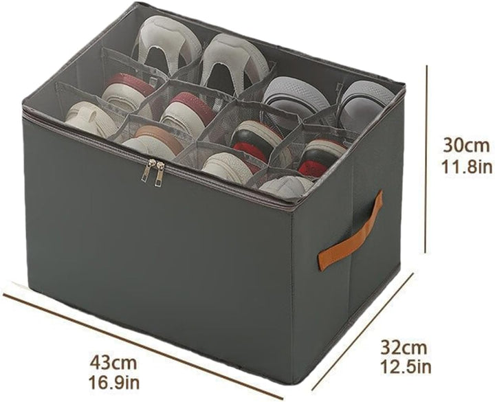 Schuh-Organizer-Box, transparenter Griff, 42 x 32 x 30 cm, platzsparend, faltbar, verstellbare Trenn