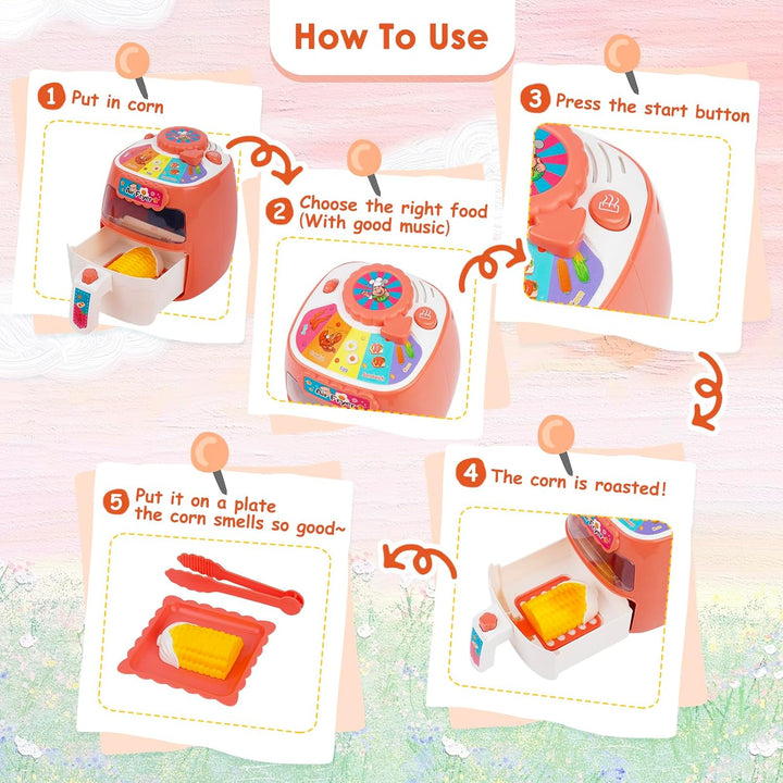 Heissluftfritteuse Spielzeug, Kinder Luftfritteusen Set, Pretend Play Air Fryer Spielzeug, Realistis