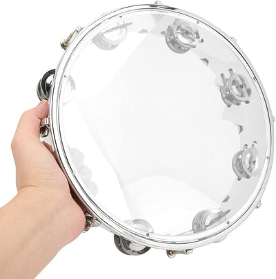 Hand Tambourin für Erwachsene 10 Zoll Doppelreihige Metall Jingles Handmusikalisches Pädagogisches T