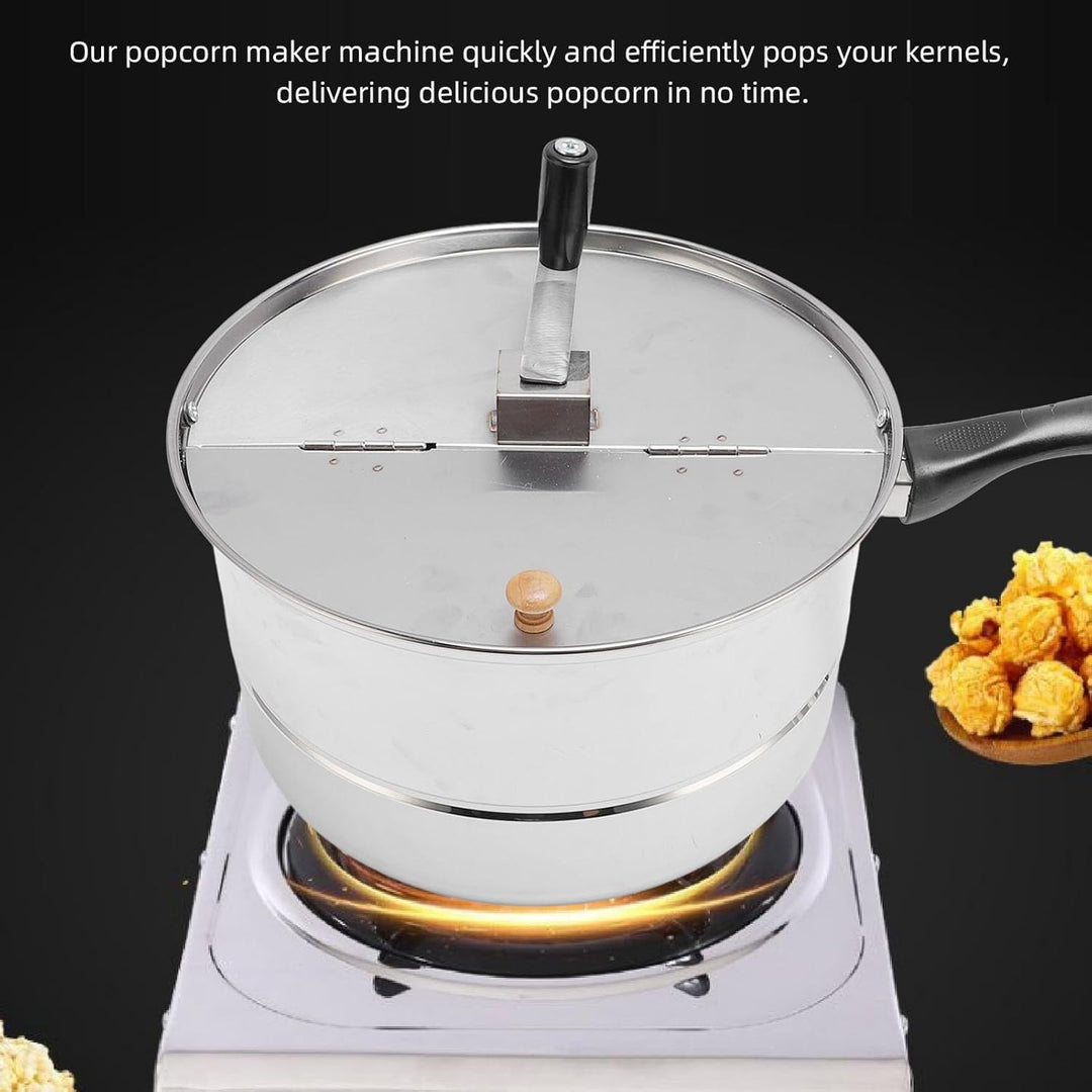 Stoppetop Popcorn Popper, Edelstahl -Popcorn -Hersteller mit Handkurbel, Popcorn -Topf für Gasherd -