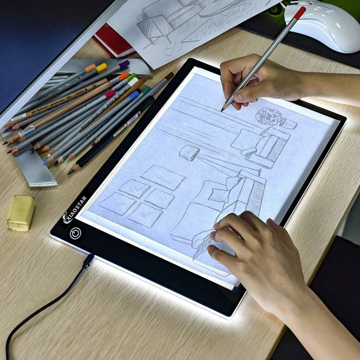 XIAOSTAR Leuchttablett A4, beleuchteter Tisch, Zeichnung mit LED, Ladekabel Typ C, Helligkeit verste