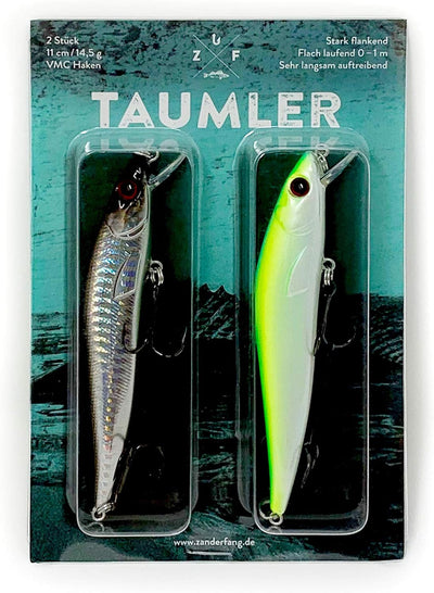 Zanderfang Zander Wobbler Set – Kunstköder TAUMLER flachlaufend – Angelköder 11cm in 14,5g – Zanderw