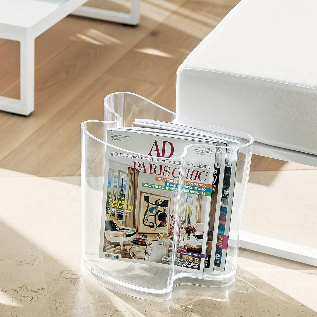 Guzzini - Home, Dekovase/Zeitungsständer Isola - Transparent, 34 x 22,8 x h31 cm - 28930000, Transpa