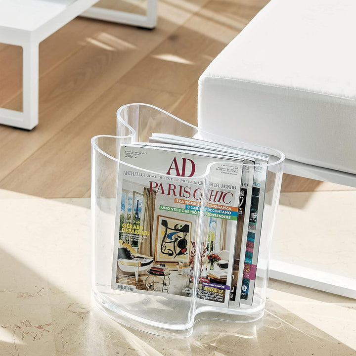 Guzzini - Home, Dekovase/Zeitungsständer Isola - Transparent, 34 x 22,8 x h31 cm - 28930000, Transpa
