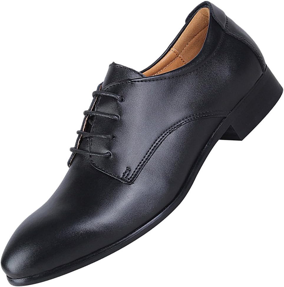 ANUFER Herren Echtes Leder Kleider Schuhe Formell Geschäft Derby Schnürsenkel 44 EU Schwarz, 44 EU S