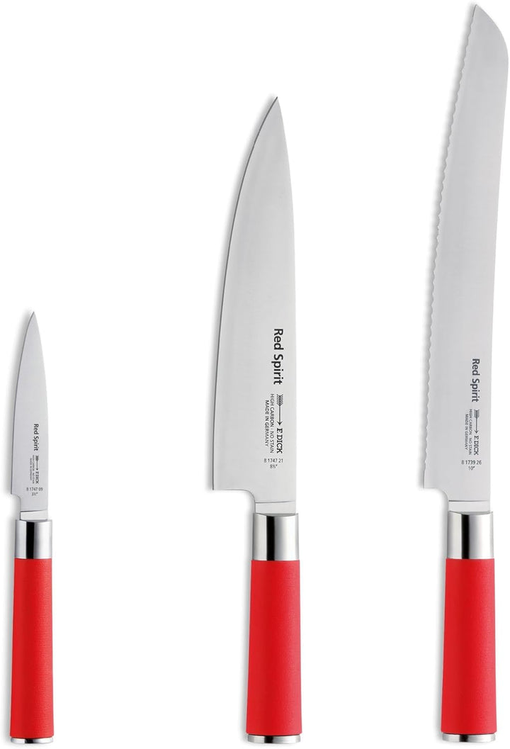 F. DICK Red Spirit - Kochmesser Set (für Profi- und Hobbyköche, 3er Set, 56 HRC, einfache Reinigung)