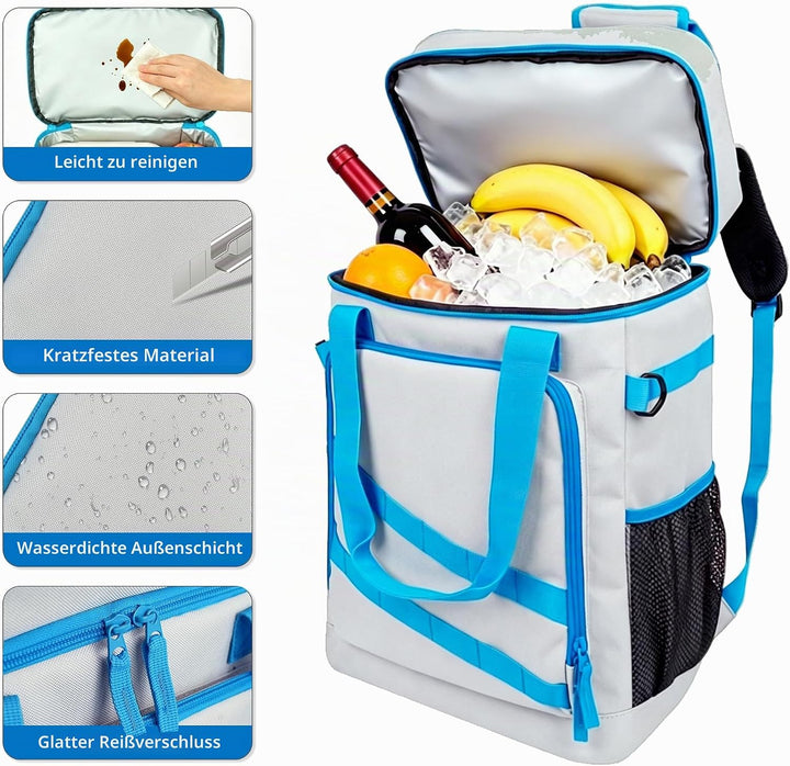 Kühlrucksack 40L, Leichter Rucksack mit Flaschenöffner, für Strand, Reisen, Camping und Mittagessen