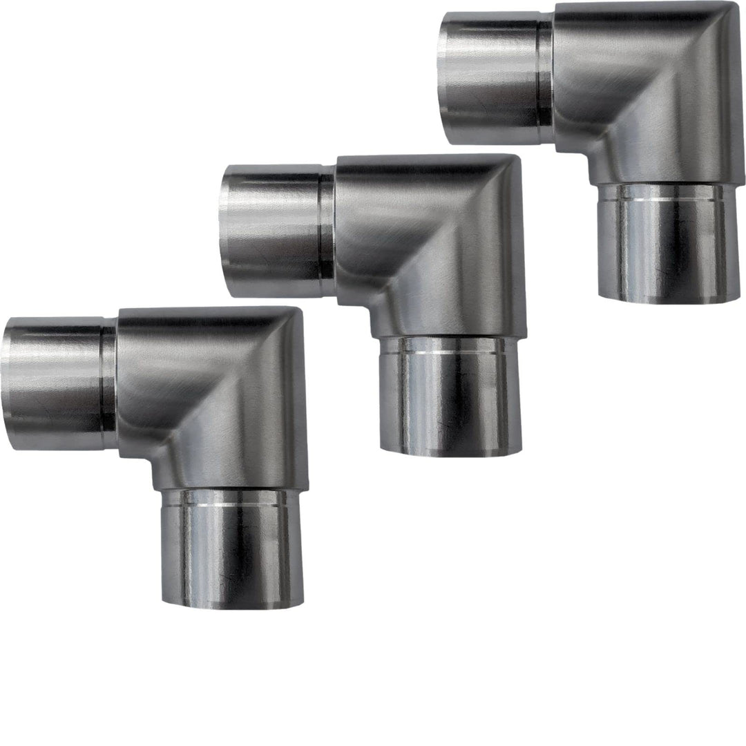 3 x Handlauf Rohrbogen 90° für Rohrdurchmesser 33,7 mm Edelstahl Eckbogen Geländer Steckfitting Ecks