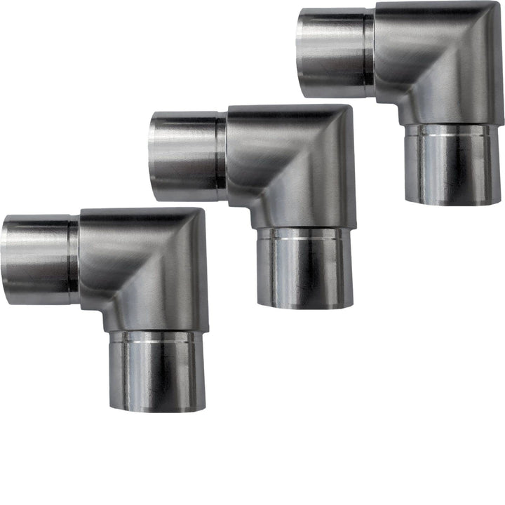 3 x Handlauf Rohrbogen 90° für Rohrdurchmesser 33,7 mm Edelstahl Eckbogen Geländer Steckfitting Ecks