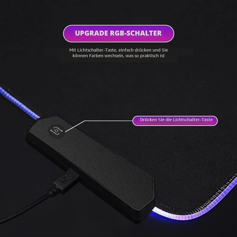 m MU Gaming Mauspad RGB, Mousepad 800x300mm, XXL Gaming Mousepad gross, 13 Beleuchtungs Modi 7 LED F