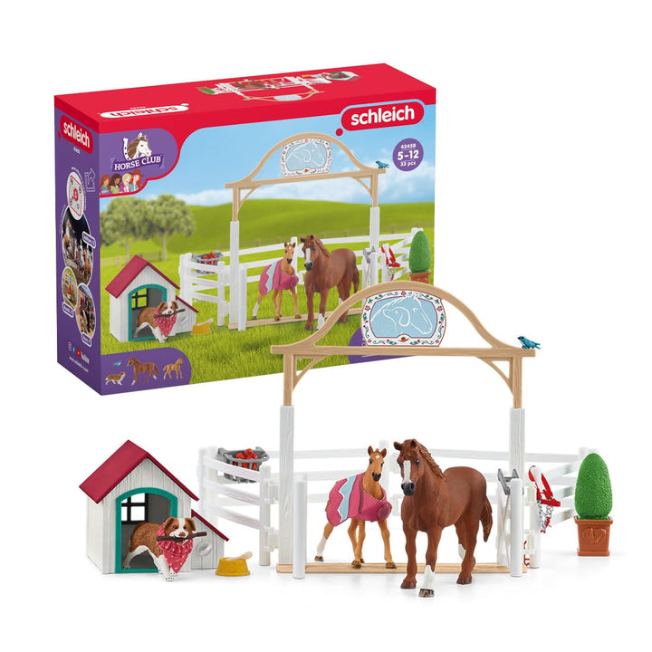 schleich 42458 HORSE CLUB Hannahs Gastpferde mit Hündin Ruby, für Kinder ab 5-12 Jahren, HORSE CLUB