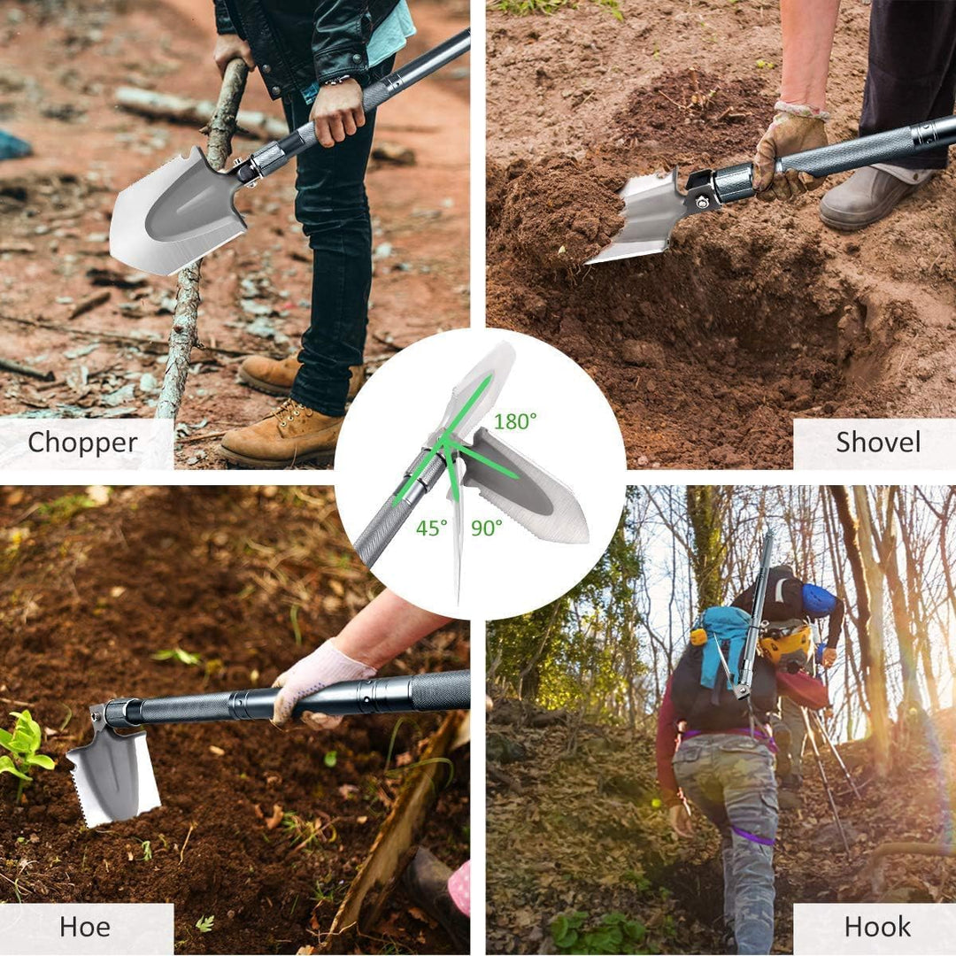 MOSFiATA Klappspaten 75cm Klappschaufel , 16 All-in-Function Survival Schaufel mit 2 Stück verstellb