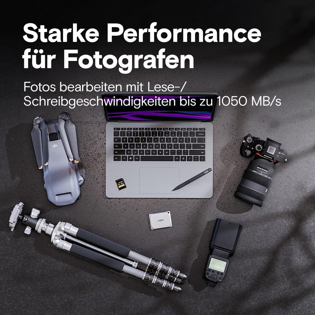 Crucial X9 Pro 4TB Externe SSD Festplatte, Lesen/Schreiben bis zu 1050MB/s, PC und Mac, inkl. Mylio