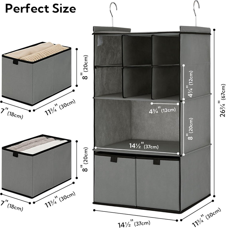 GRANNY SAYS Hängender Schrank Organizer mit Schubladen, 4 Regalteiler, Hängender Schrank-Organizer,