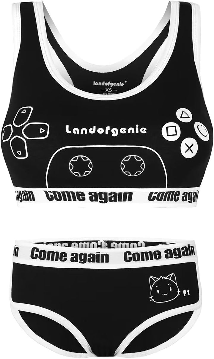 Landofgenie Camisole und Höschen Damen Baumwolle Bralette Set Sport Loungewear Set-Spiel Spielkonsol