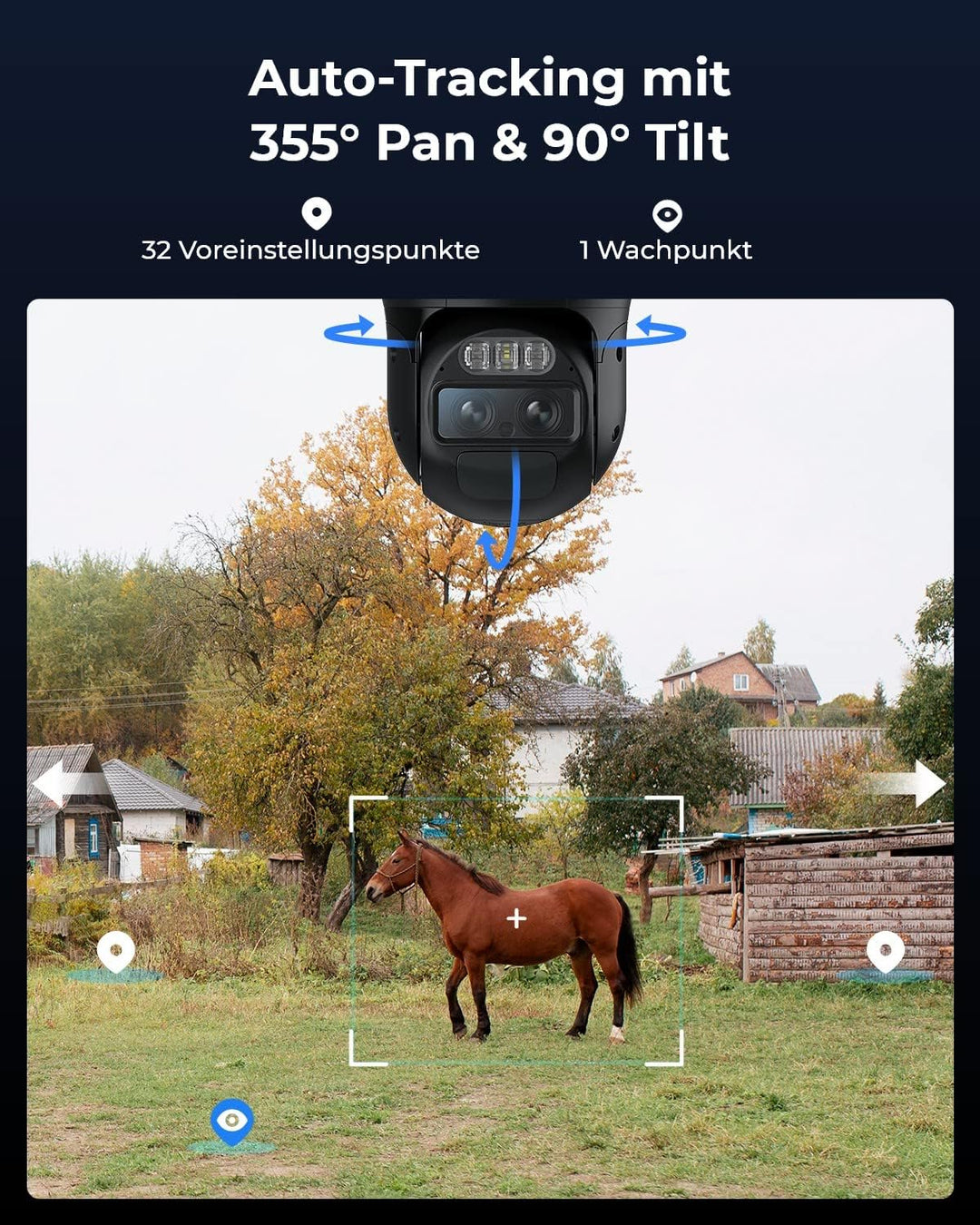 Reolink 3G/4G LTE PTZ Solar Überwachungskamera mit SIM-Karte, Auto-Tracking & Auto-Zoom, Dual-Lens,