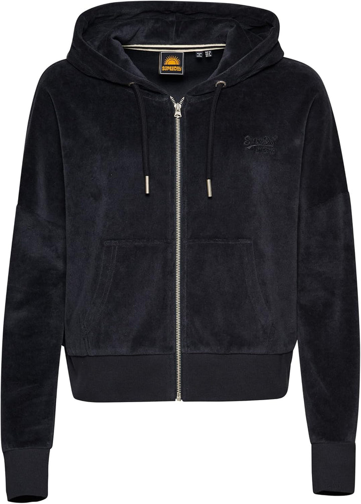 Superdry Damen Vle Velour Zip Hood Kapuzenpullover 42 Finster Marineblau, 42 Finster Marineblau