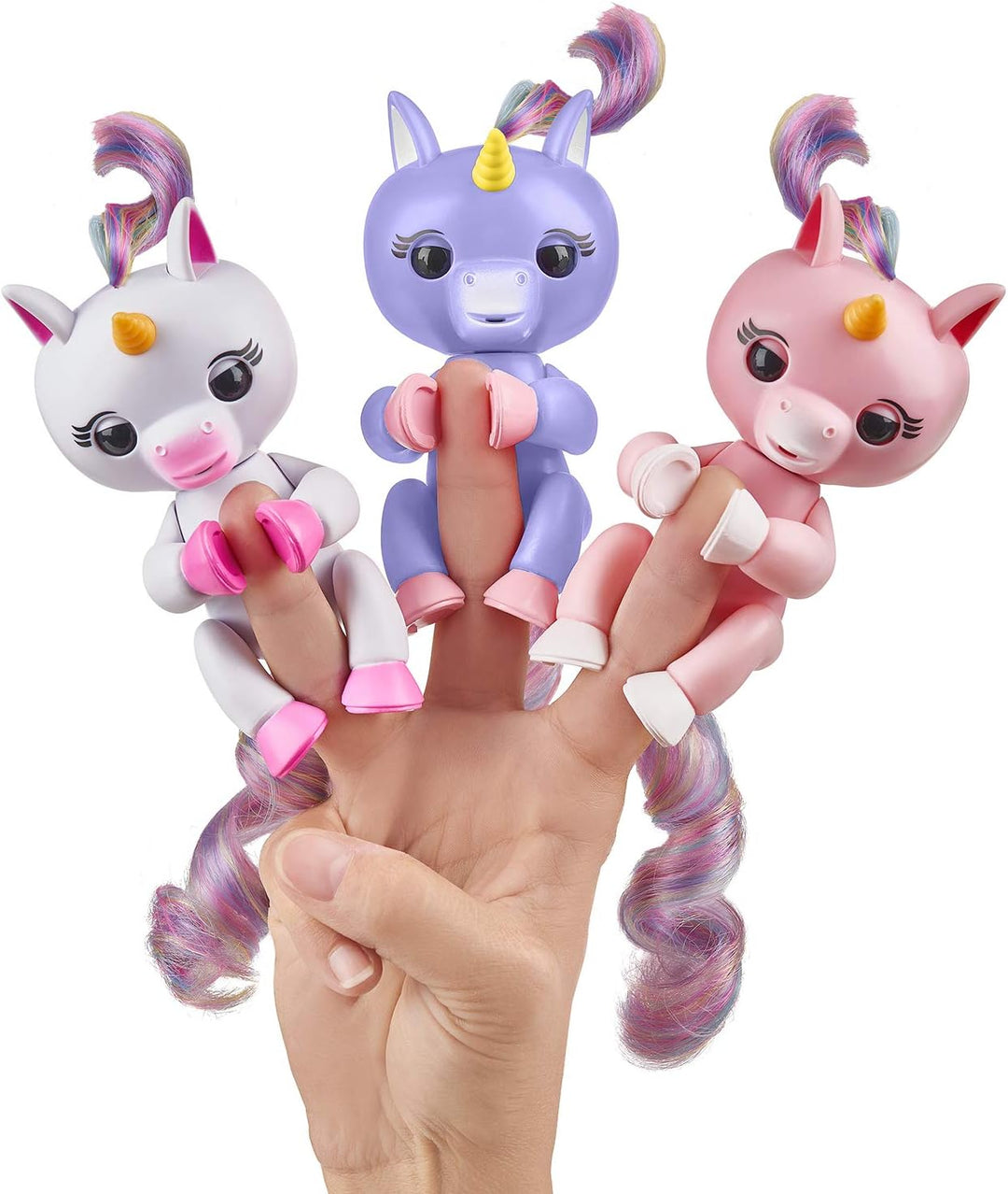 Fingerlings Einhorn rose mit Regenbogenmähne, interaktives Spielzeug, reagiert auf Geräusche, Bewegu