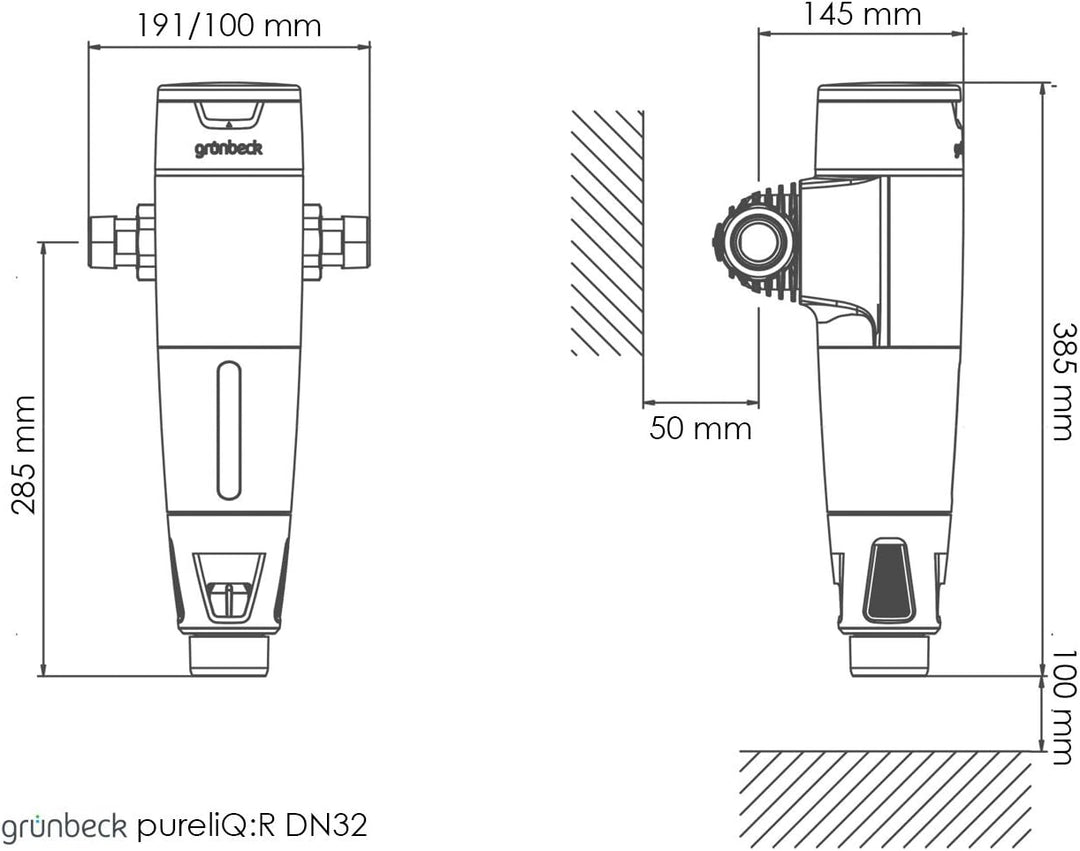 Grünbeck Rückspülfilter pureliQ:R32 (Filtration von Trinkwasser, schützt Wasserleitungen; DN 32, 100