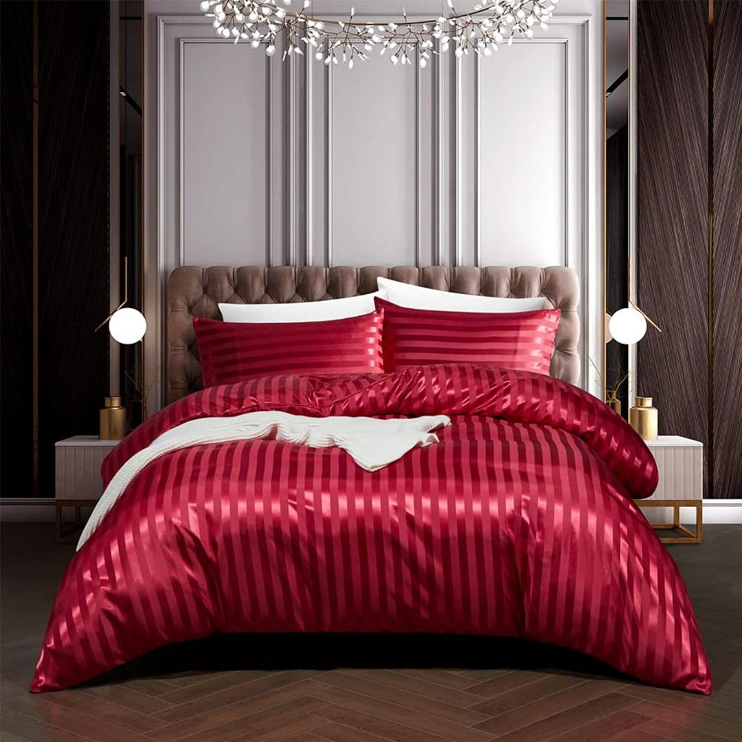 Tospass Sommer Satin Bettwäsche 200x200 cm Rot Glatt Weinrot Bettwäsche Set Luxus Seide Deckenbezug
