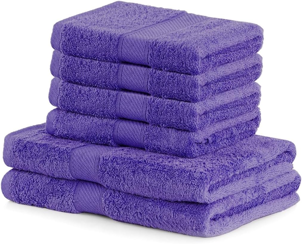 DecoKing 6er Set violett Baumwolle 4 Handtücher 50x100 cm und 2 Badetücher 70x140 cm Duschtücher Bam