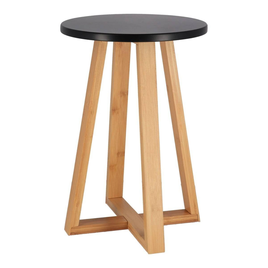 Tendance Hocker mit Bambusbeinen und schwarzer MDF-Platte – Schwarz/Bambus – Badezimmer – Kleinmöbel
