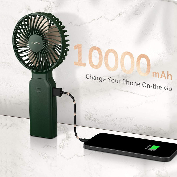 Funme Handventilator 3 in 1 Tischventilator Tragbarer Lüfter mit 53 Stunde 9000 Aufladbarer Batterie