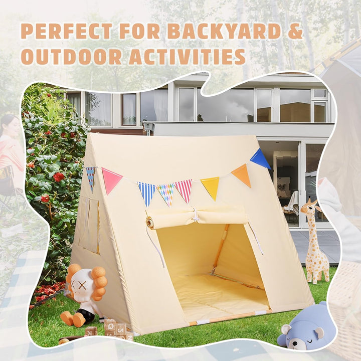 Yontwe Dreieckszelt für Kinder Innenzelte Kinderspielhaus faltbares Spielzelt Segeltuch-Kinderzelte