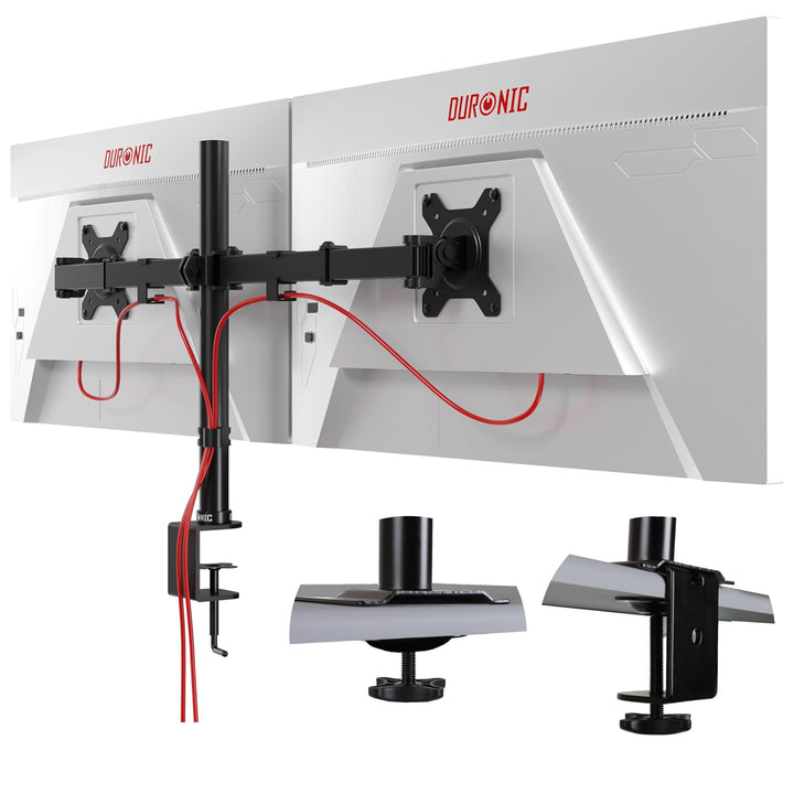 Duronic DM152 Monitor Halterung 2 Monitore für 13-27 Zoll Flach &amp; Curved Bildschirm, Monitor Tischha