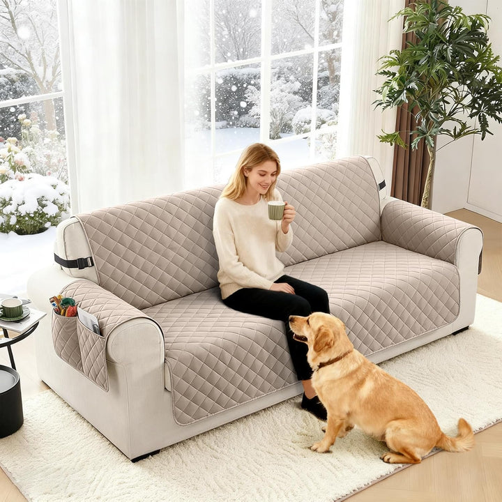 TAOCOCO Sofa Überzug, Sofabezug Wasserdicht Mit Gummiband，Wohnzimmer Anti-Rutsch Gepolsterter Sofasc