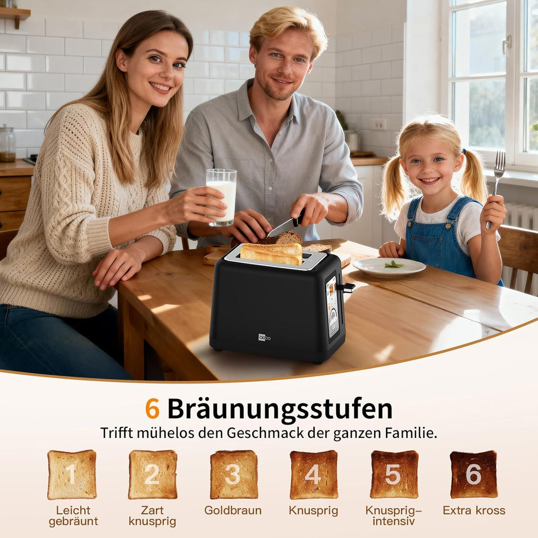 aeco toastlab Elite Toaster 2 Scheiben, Brötchenaufsatz, extra breite Toastschlitze, 6 Bräunungsstuf