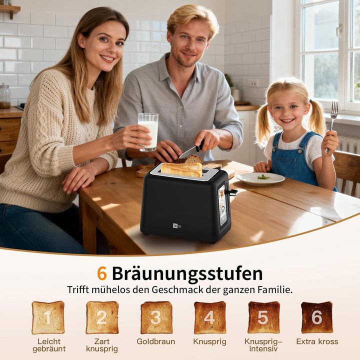 aeco toastlab Elite Toaster 2 Scheiben, Brötchenaufsatz, extra breite Toastschlitze, 6 Bräunungsstuf