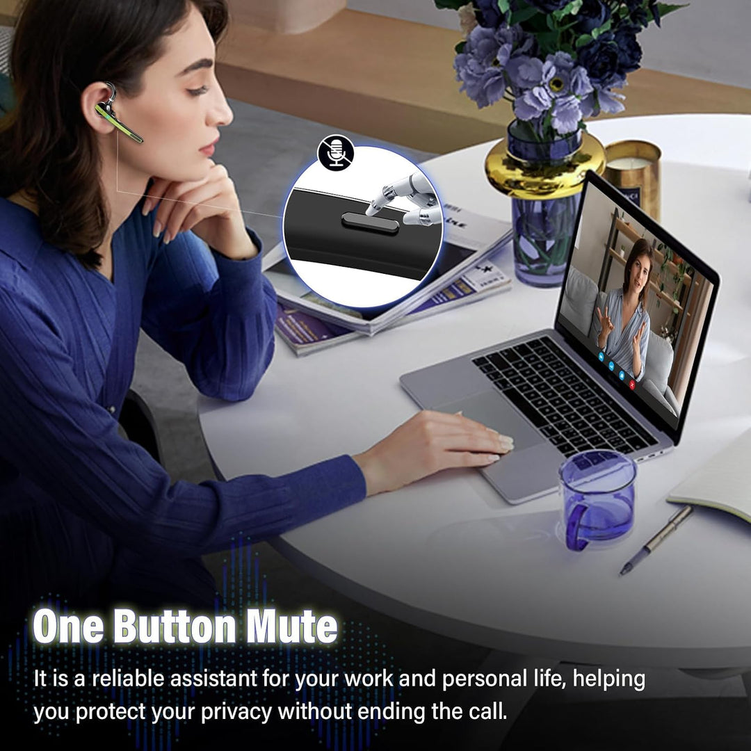 Bluetooth Headset V5.3, Wireless Freisprech Telefon mit CVC 8.0/ENC Dual Mic, APTX, Mute Zwei-Geräte