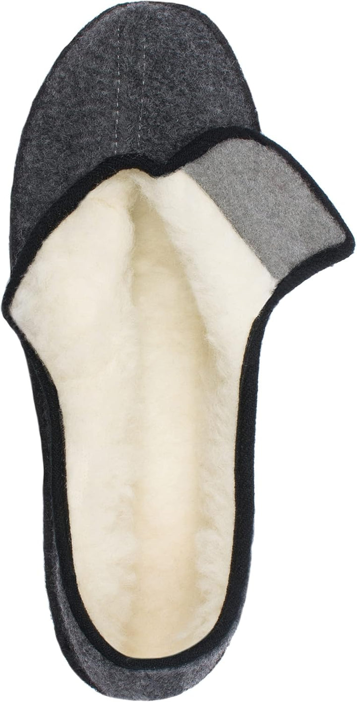 SCHAWOS Herren Filz Hausschuh 6064 warm gefüttert Schurwolle rutschhemmend Klettverschluss 41 EU Dun