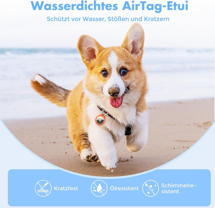 UNBREAKcable 360° Schutzhülle für AirTag [4er-Pack], TPU Vollschutz Schlüsselanhänger mit 304 Edelst