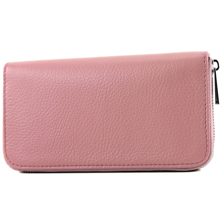 modamoda de - SILBER-P02 - ital. Damen Portemonnaie Echtleder lang, Farbe:Altrosa, Altrosa