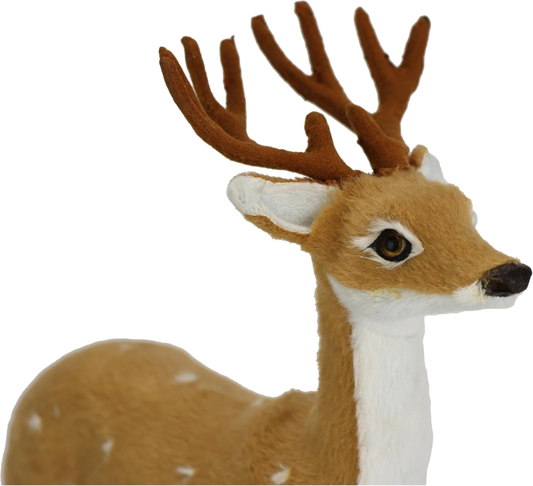 Tierfigur REH aus Kunstfell Realistisches Waldtier Statue Ornamente niedliches Pelz Plüschtier Wald-