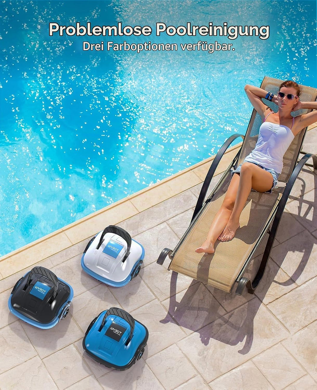 WYBOT Osprey 200 Poolroboter Akku Kabellos Poolsauger Roboter mit Dual Antriebsmotoren,180μm Filtrat