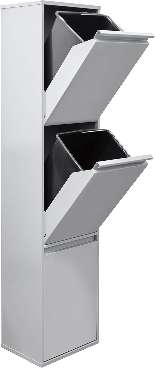 ARREGUI Basic CR302-B Mülltrennsystem aus Stahl | 3 Fächer Mülleimer für die Küche | 3 Fach Abfallei