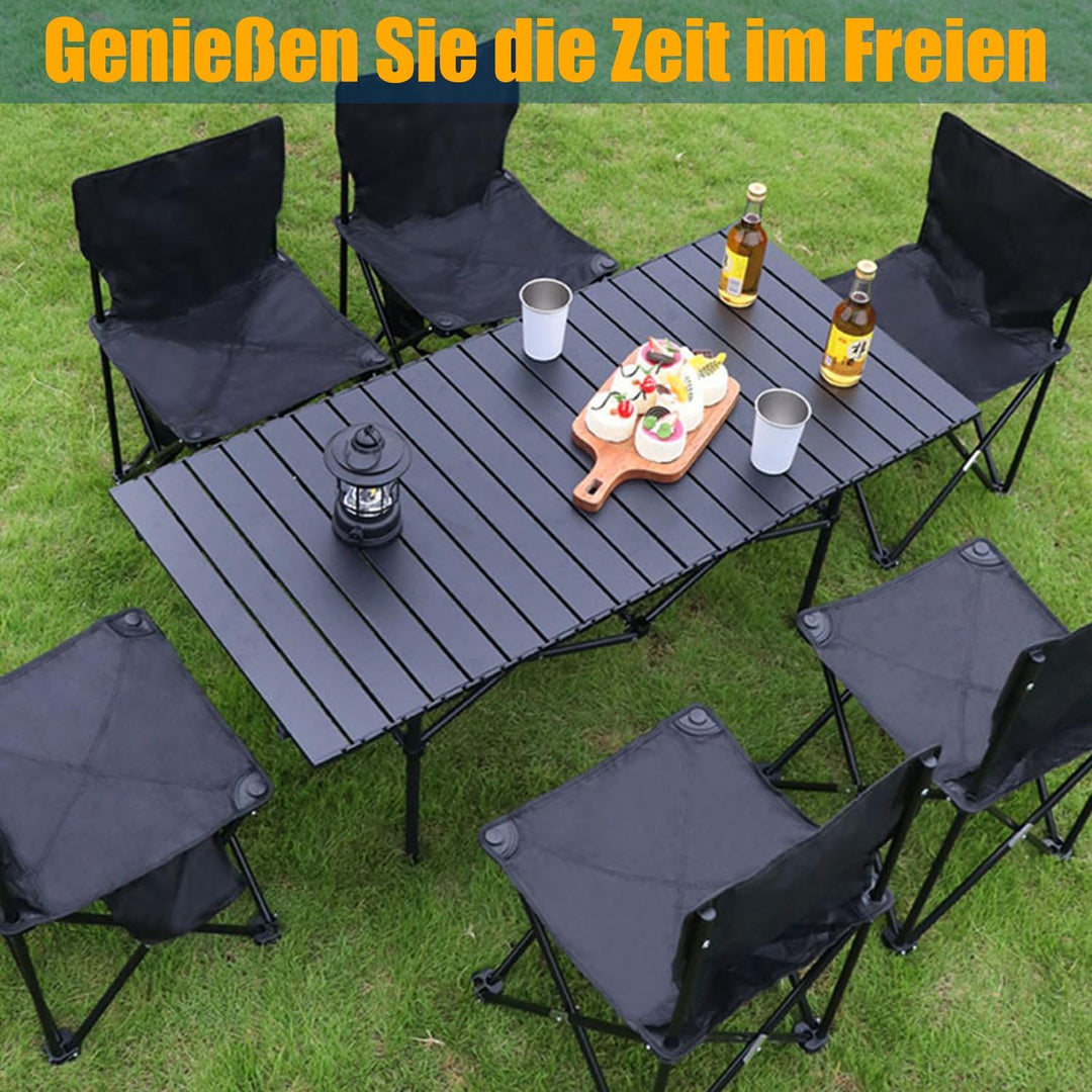 Klappbarer Campingtisch Aluminium 95x55 cm, Wetterfester Faltbarer Tisch für 4-6 Personen, Leicht &amp;