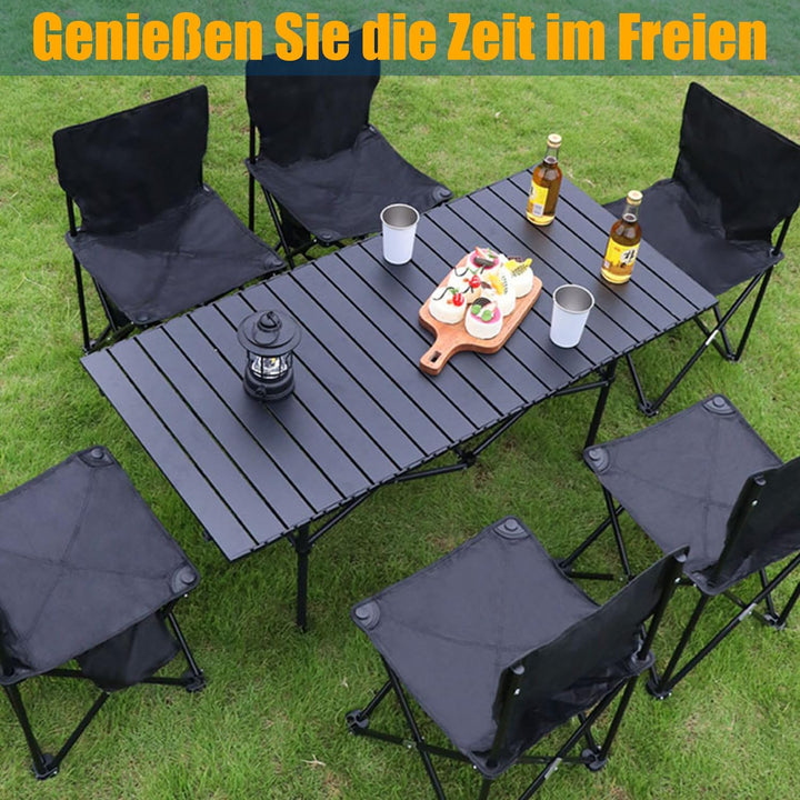 Klappbarer Campingtisch Aluminium 95x55 cm, Wetterfester Faltbarer Tisch für 4-6 Personen, Leicht &amp;