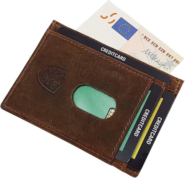 myledershop Echt Büffel-Vollleder Querformat Bikerbörse/Geldbörse/Geldbeutel/Portemonnaie mit Metall