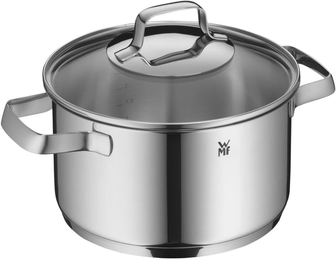 WMF Belmonte Topfset Induktion 5-teilig, Kochtopf Set mit Glasdeckel, Cromargan Edelstahl poliert, T